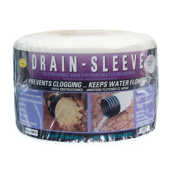 Carriff Carriff Corp Drain Sleeve 4 in. D X 100 ft. L Polyester Slotted Filter Fabric Sock 04100-10 - main